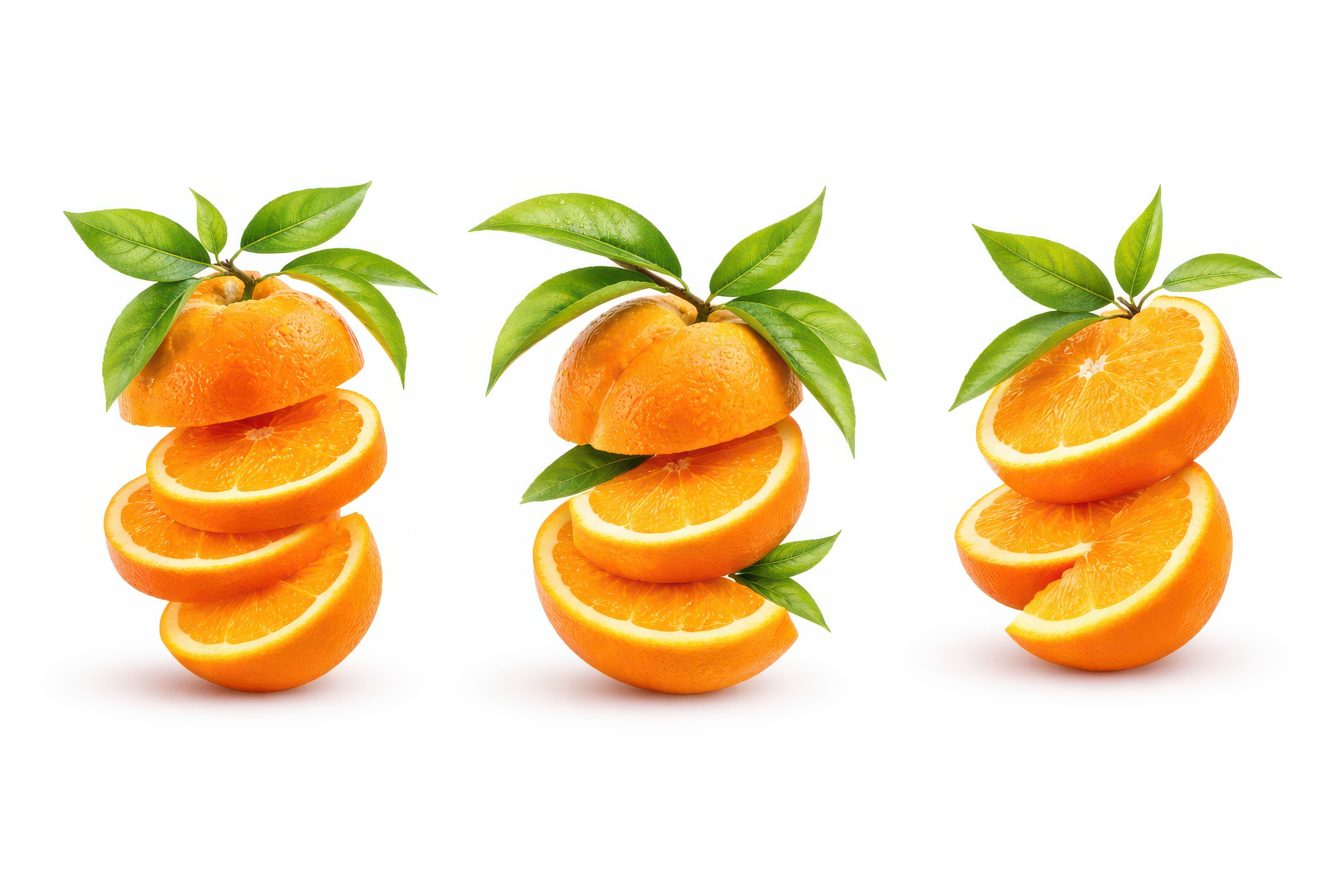 Sun-Drenched Citrus Trio: Sliced Orange Stacks Asset